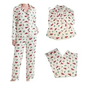 Joyspun Women Large Relaxed Long‎ Sleeve Flannel Sleep Top and Pants Pajama Set